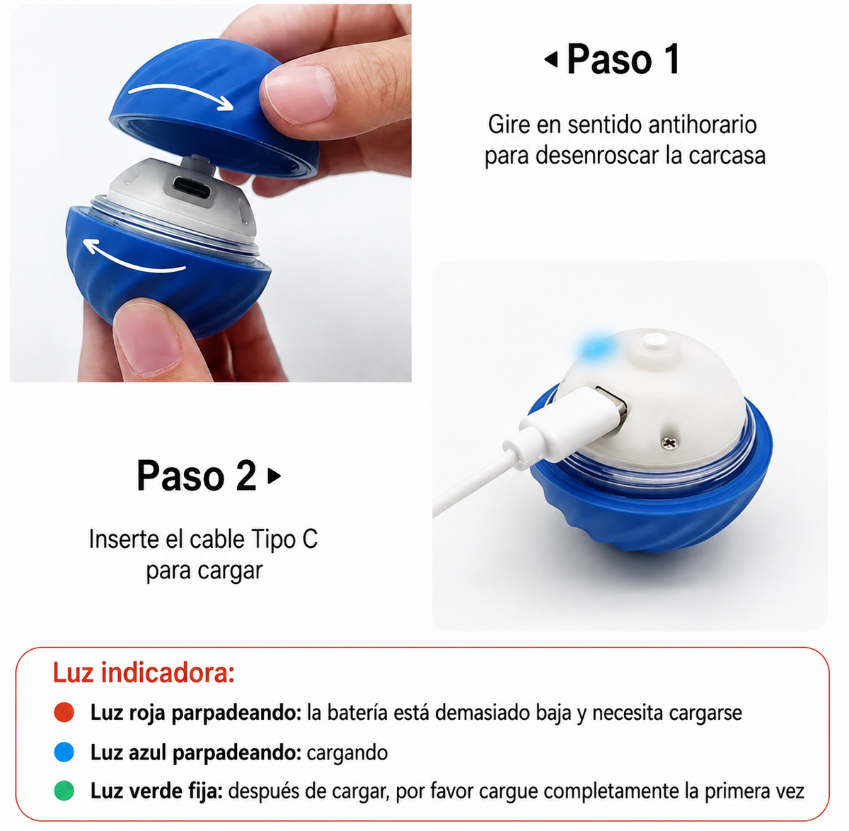Pelota Interactiva para Perros – Juguete Saltarín Recargable
